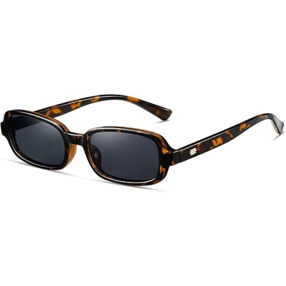 Trendy Retro 90s Small Square Rectangle Sunglasses for Women UV400 Protection